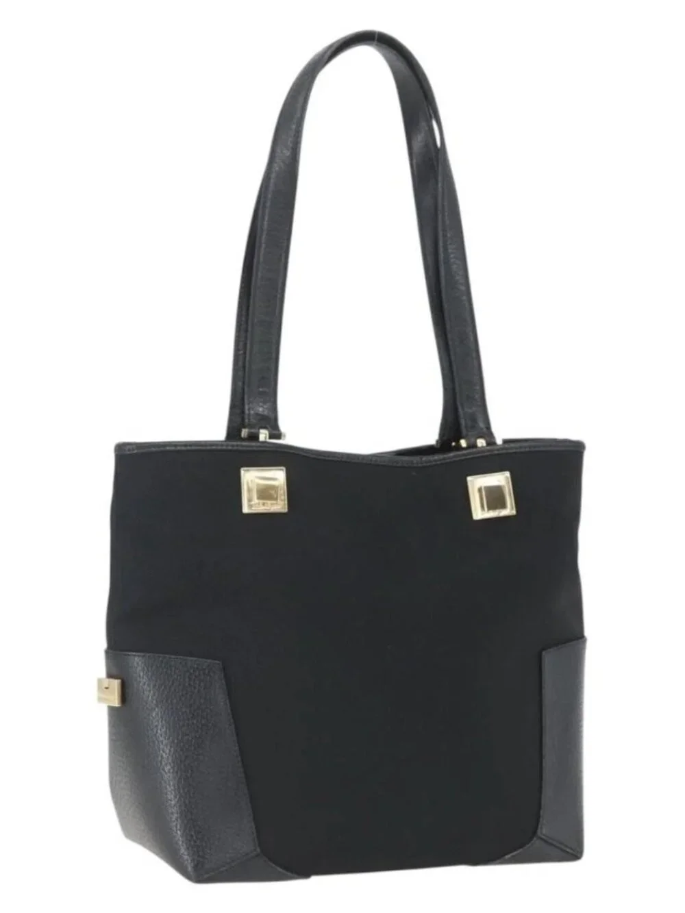 Salvatore Ferragamo Tote Bag Nylon Leather Black Gold Auth 164446